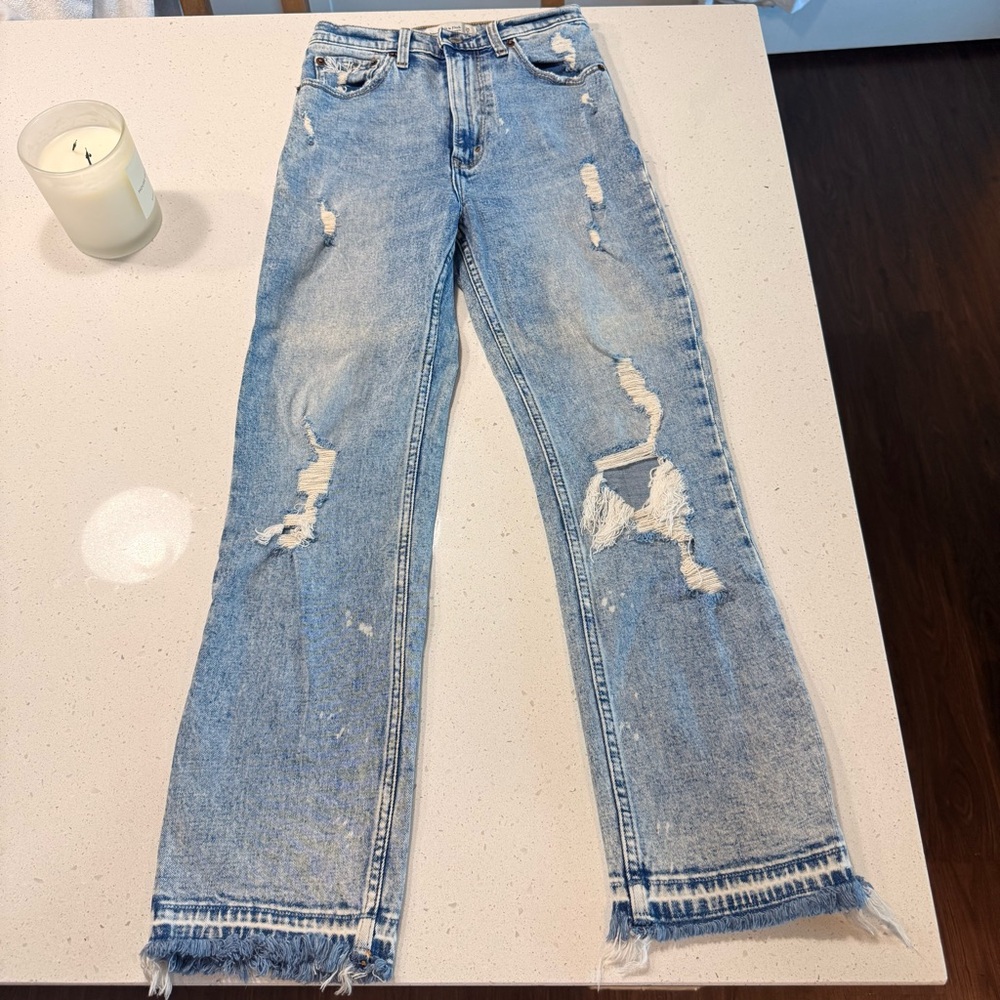 Abercrombie Ultra High Rise Ankle Straight Light Blue Women's Jeans Size 0/25